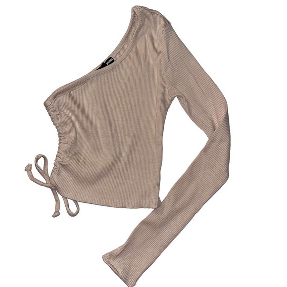 Fashion Nova Ribbed Knit One Sleeve Crop Top | Size XS - Picture 2 of 5